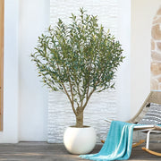 DR.Planzen 6FT Giant Artificial Olive Tree, Tall Silk Faux Olive Tree with Massive Trunk Base