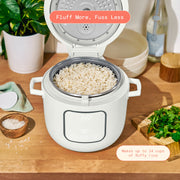 Beautiful 14-Cup Rice and Grain Cooker, EverGood Ceramic Nonstick Coating, White Icing, 6-Cup Uncooked Capacity, Model 19857