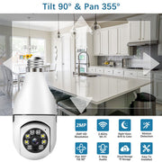 BCOOSS Security Camera Wireless WiFi Light Bulb, 1080P HD, Night Vision, Two-Way Audio, Alarm Siren, E27 Base, 2-Pack