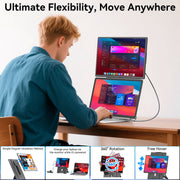 SIAVIALA Laptop Screen Extender Portable Monitor, 16 Inch FHD 1920x1200, 360 Rotatable Detachable Stand, Up and Down Adjustable, HDMI USB Type-C Compatible, Lightweight N2