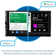 Jensen J3CA7W 7 in LED Apple CarPlay Android Auto Bluetooth Double DIN Car In-Dash Unit