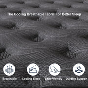 Zekbip 12DZ-KING 12 Inch Hybrid Mattress with Cooling Gel Memory Foam and Individually Wrapped Pocket Coils, Medium Firm, Queen