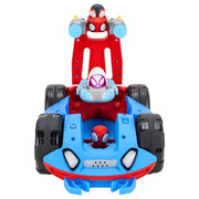 Jazwares Marvel Team Spidey Flip and Reveal Caravan Cruiser Vehicle with Lights and Sounds, Includes Spidey, Ghost-Spider, Spin, Ages 3 and Up