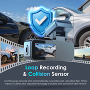 Rexing Dash Cam Dual Camera System, 2K Front, 1080P Rear, WiFi App Control, Loop Recording, Parking Monitor, Black, WMTC2B