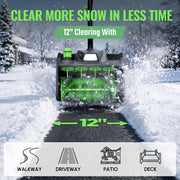 WORKPROX 20V Brushless Cordless Electric Snow Shovel, 12-Inch Clearing Width, 4.0Ah Battery, Lightweight Snow Thrower, WX125469AW