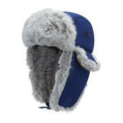 Toptie Winter Trapper Hat, Windproof Faux Fur Lined, Blue - Adjustable Strap