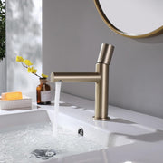 BiaoTeng Single Hole Basin Sink Faucet Hot and Cold Brass, Brushed Gold