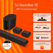VIZIO SV510X-0806 5.1 Soundbar SE, Wireless Subwoofer, Surround Sound w/Dolby Atmos, DTS:X, Bluetooth Speaker