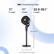 DREO TurboPoly Pedestal Fan, 2-in-1 Table and Floor Fan, Ultra-Quiet 20dB, 95ft Air Reach, 29.2ft/s Airflow, 80 Oscillation, 105 Tilt, 3 Modes, 8 Speeds, Remote Control, 8-Hour Timer, Aroma Feature