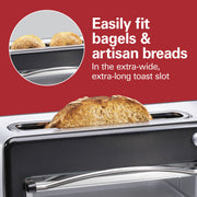 Hamilton Beach Toastation 2-in-1 Toaster Oven with Extra-Wide Extra-Long Toast Slot, Black, 22725
