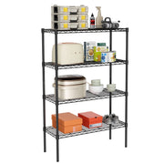 edx 4 Tier Metal Shelving Unit, Height Adjustable Wire Shelves, Black, 35.43