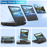 PJGCWB Portable DVD Player, 7.5-Inch Swivel LCD Screen, Rechargeable Battery, Supports CD/DVD/USB/SD, Black, PD-702