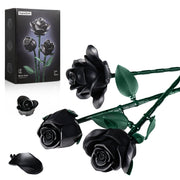 BuildingBoat Rose Flower Bouquet Building Set, Botanical Collection, Black Artificial Flowers, 152pcs, Compatible with Lego, Home Decor