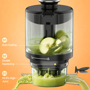 TUUMIIST Cold Press Juicer Machine, 6.5-Inch Wide Feed Chute, 350W Motor, High Juice Yield, Stainless Steel, Silver and Black, TM-780SJ