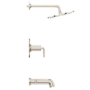 Pfister Tenet Tub and Shower Trim Package, 1.8 GPM Single Function Rain Shower Head, Brushed Nickel, LG89-8TNTK