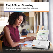 Epson RapidReceipt RR-400W Wireless Duplex Desktop Receipt and Document Scanner, Compact, 20-Page ADF, ScanSmart AI PRO, White