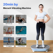 MERACH Vibration Plate Exercise Machine with LED Touch Screen, 99 Speed Levels, Light Blue