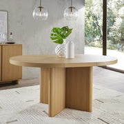 Better Homes & Gardens Lillian Fluted Round Expandable Dining Table Natural Pine Finish (Box 1)