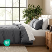 Bare Home Luxury Duvet Cover and Sham Set, Premium 1800 Collection, Ultra-Soft Microfiber, Gray, Queen, 3-Pieces
