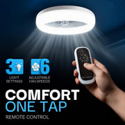 E Mishan & Sons CannonX 14-in Low Profile Flush Mount Ceiling Fan with LED Light, 6 Speeds, 3 Lighting Modes 3500K-5500K, Black with Clear Blades, Remote Included