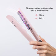 L'ange Hair Le Titane Titanium Flat Iron, 1.75-Inch Curved Plates, Infrared Heat, Adjustable Temperature Control, Black