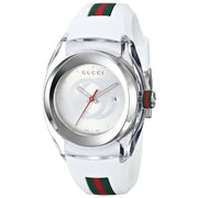 Gucci YA137302 Women's Sync Two-Tone Silver Rubber Watch, 36mm, Swiss Quartz, Water Resistant 50m