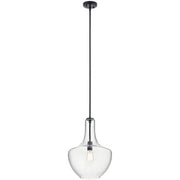 Kichler 42046BK Everly Black Transitional Clear Glass Teardrop Pendant Light