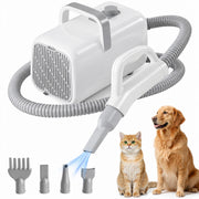 Edx Dog Blower Pet Hair Dryer with Adjustable Wind Speed, 3 Temperature Modes, 4 Detachable Nozzles, 6.5ft Cord, White