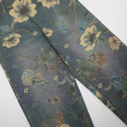 Panan Retro Inspired Floral Printed High-Waisted Wide-Leg Denim Jeans, Light Wash Blue, Mid-Rise, Full Length, Cotton