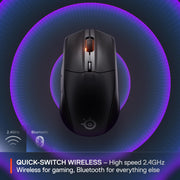 SteelSeries Rival 3 Gen 2 Wireless Optical Gaming Mouse, TrueMove Air 18K DPI Sensor, Dual 2.4GHz and Bluetooth Connectivity, 60 Million Click Mechanical Switches, Black