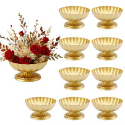 Strafriture Metal Gold Bowl Decorative Vases, Set of 10, 7.48in Opening, 3.74in Height, Elegant Pedestal Centerpiece for Wedding Dining and Home