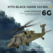 Bruce & Shark F949S K170 RC Helicopter Black Hawk UH-60L 4-Channel Flybarless with Adjustable Left & Right, Green