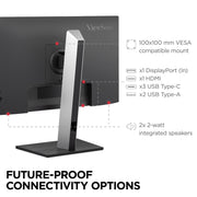 ViewSonic VG2452 24 Inch IPS FHD Computer Monitor, 100Hz Refresh Rate, USB-C with 65W Charging, HDMI, DisplayPort, Ergonomic Stand, USB Hub, Anti-Glare Screen