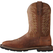 Ariat 10020059-8D Groundbreaker Wide Square-Toe Western Work Boots for Men, Brown, 8M