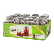 Jarden Home Brands 62000 Ball Mason Regular Mouth Quart Jars with Lids and Bands, Set of 12