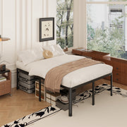 Lutown-Teen California King Bed Frame, 22 Inch High Profile Metal Platform, Rounded Corner Legs, Noise Free, Black