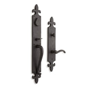 Signature Hardware EHFDLTB.15.300.10.R-DB-NB Fleur De Lys Entrance Door Set-Lever Handle-No Backset -Left Hand -Dark Patina