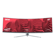 onn 49in Curved Dual FHD Gaming Monitor, 3840x1080, 144Hz Refresh Rate, 1ms Response Time, Adaptive-Sync, Programmable RGB Backlighting, Black, 100133225VN