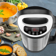 Homtone 1.6 L 4-in-1 Multifunctional Milk and Soup Maker, Stainless Steel Electric Hot Soup Maker, Smart Control Panel, 2-5 Servings, Black, MI-0672-BK