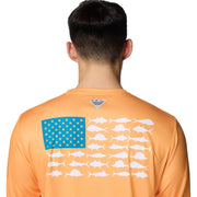 Columbia Terminal Tackle PFG Fish Flag Long-Sleeve Shirt for Men - Summer Orange/White Offshore - L