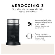 Nespresso 3 styles Aeroccino 3 Milk Frother, Black - Premium Quality