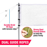 MD Sports Pro Volleyball and Badminton Set with Adjustable Steel Poles, 32 ft Nylon Net, 4 Aluminum Alloy Badminton Rackets, Synthetic Leather Volleyball, Includes Pump and Duffle Bag