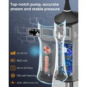 MySmile LP221 Cordless Water Flosser with OLED Display, UVC Sterilizer Light, 335ml Reservoir, 8 Jet Tips, 5 Modes, Black