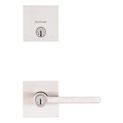 Kwikset Halifax Satin Nickel Keyed Entry Lever and Single Cylinder Deadbolt Combo Pack with SmartKey Security, Microban Protection, 99910-067