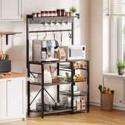 Kalrin HBR-63 Large Bakers Rack with Power Outlets, Oak Gray
