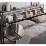 Bestier King Size Platform Bed Frame with PU Leather Storage Headboard, Black