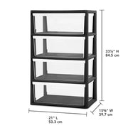 Sterilite Wide 4 Drawer Tower Storage Cart with Removable Clear Bins, Carry Handles, Easy Tool-Free Assembly, Black, 4540-90