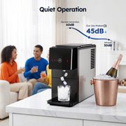 Simzlife Countertop Nugget Ice Maker, 40 lbs/24h Chewable Pellet Ice, 1.8L Removable Tank, Auto Self-Cleaning, LED Control Panel, Black, IM048-NBS