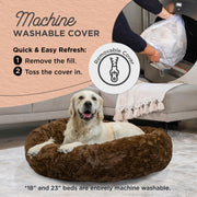 Best Friends by Sheri Calming Lux Donut Cuddler Pet Bed Bundle with Orthopedic Support, Dark Chocolate, Large 36x36, 4977