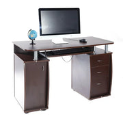 FCH Ktaxon Brown Computer PC Desk Home Office Study Writing Table 3 Drawers Bookcase, Coffee